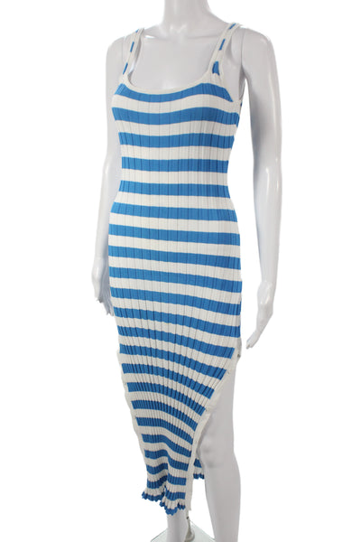 Solid & Striped Women Bodycon Striped Blue Scoop Neck Sleeveless Dress Size XS