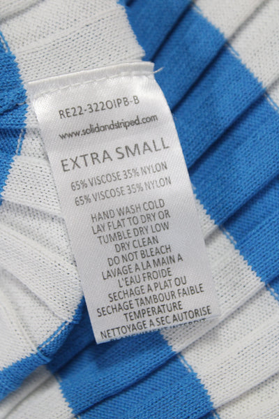 Solid & Striped Women Bodycon Striped Blue Scoop Neck Sleeveless Dress Size XS