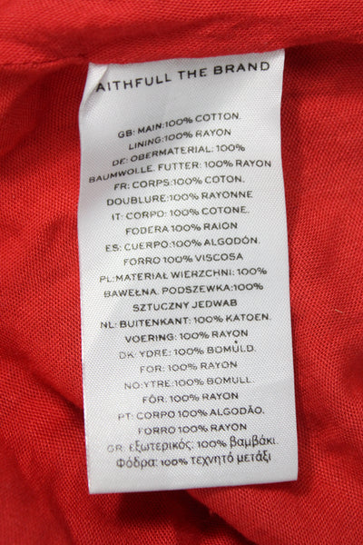 Faithfull The Brand Womens Blouson Floral Red Cotton Dress Size 2