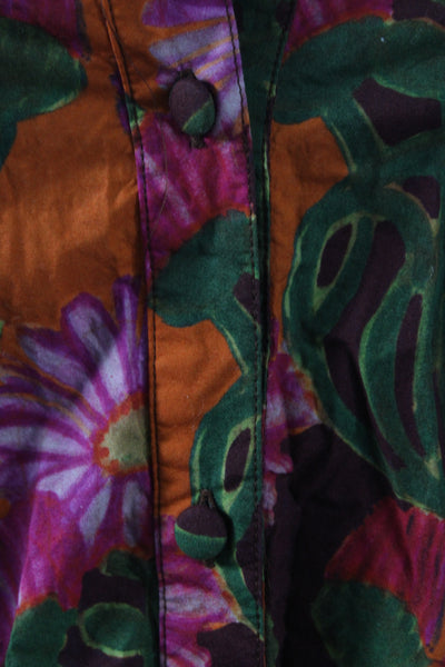 La Double J Women Multicolor Floral Cotton Shirt Dress Half Sleeve Size 2XS