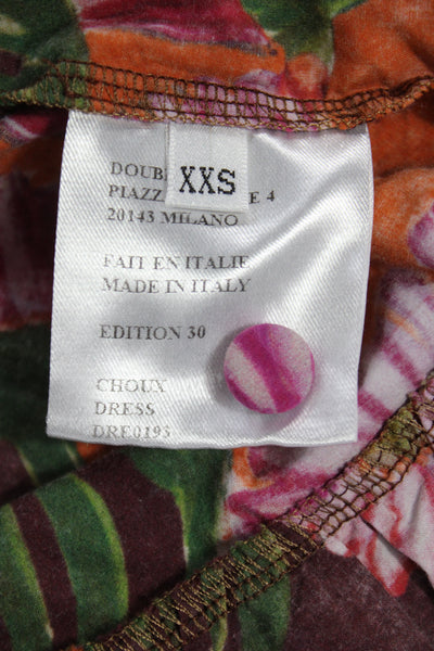 La Double J Women Multicolor Floral Cotton Shirt Dress Half Sleeve Size 2XS