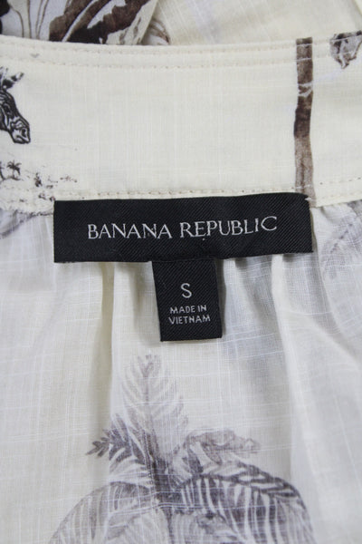 Banana Republic Women Wrap Dress Beige V-Neck Sleeveless Animal Print Size S