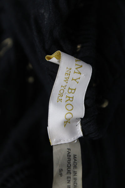 Ramy Brook Women Tunic Blouse Black Polka Dot 3/4 Sleeve Cotton Blend Size S
