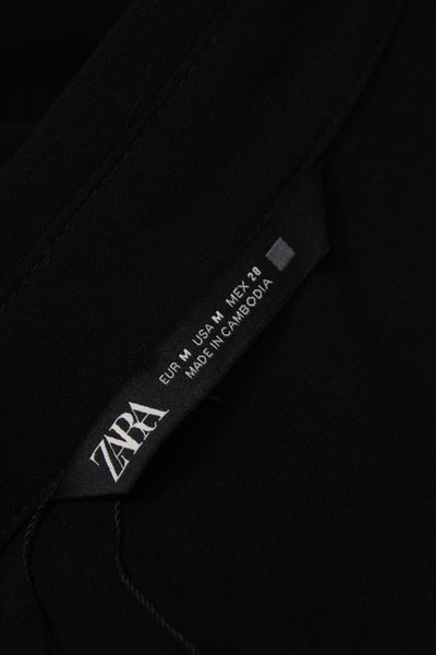 Zara Women Shirt Dress Black Collared Long Sleeve Knee Size M