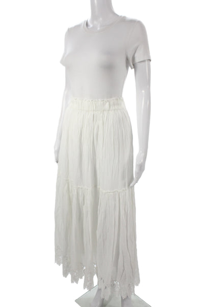 Zara Women White Boho Midi Skirt Polyester Size XS