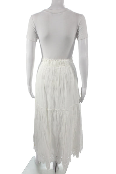 Zara Women White Boho Midi Skirt Polyester Size XS