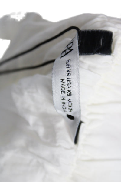 Zara Women White Boho Midi Skirt Polyester Size XS