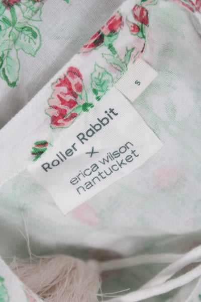 Roller Rabbit Women Multicolor Floral V Neck Tunic Blouse 3/4 Sleeve Size S