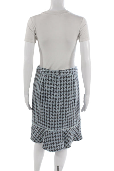 Etcetera Women Wool Gray Check Trumpet Knee Length Skirt Size 4