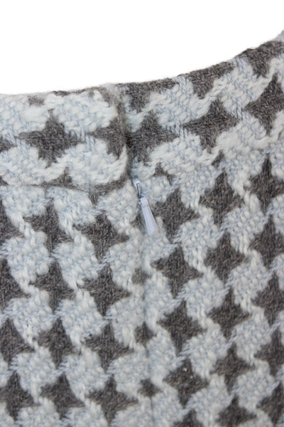 Etcetera Women Wool Gray Check Trumpet Knee Length Skirt Size 4