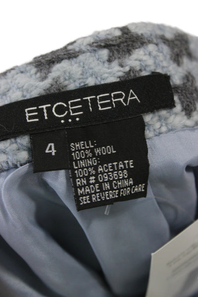 Etcetera Women Wool Gray Check Trumpet Knee Length Skirt Size 4