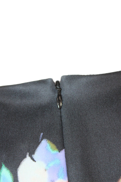Adrianna Papell Womens Sheath Black Square Neck Short Sleeve Dress Size 4