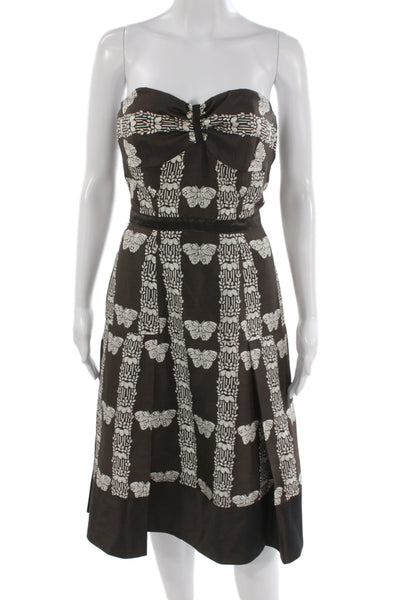 Tracy Reese Women Fit & Flare Silk Animal Print Dress Brown Size S