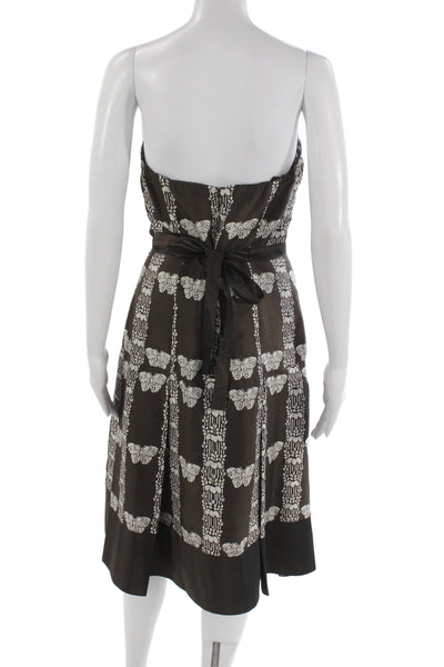 Tracy Reese Women Fit & Flare Silk Animal Print Dress Brown Size S
