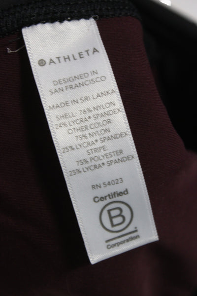 Athleta Women Black Ankle Nylon Colorblock Leggings Size S