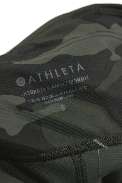 Athleta Womens Green Camo Ankle Leggings Polyester Blend Size S