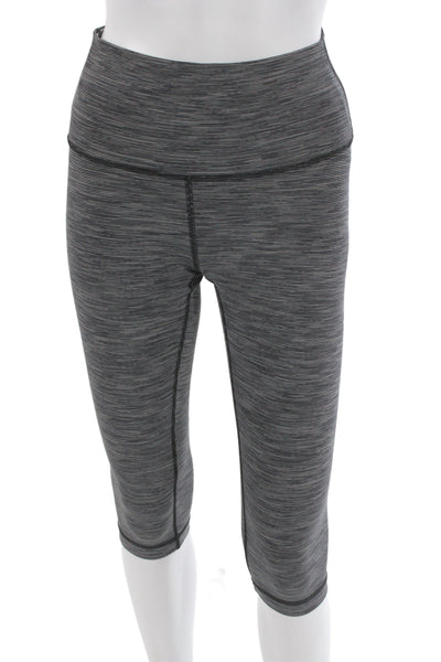 Lululemon Women Gray Striped Polyester Capri Leggings Athletic Size 6