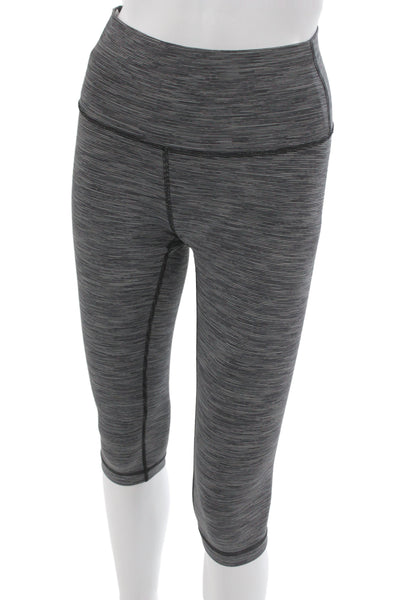 Lululemon Women Gray Striped Polyester Capri Leggings Athletic Size 6