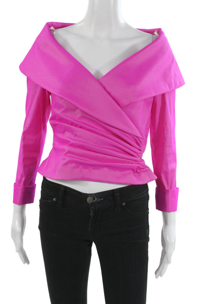 Tadashi Womens Pink Off Shoulder Long Sleeve Blouse Evening Size 10