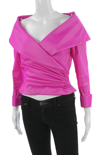 Tadashi Womens Pink Off Shoulder Long Sleeve Blouse Evening Size 10