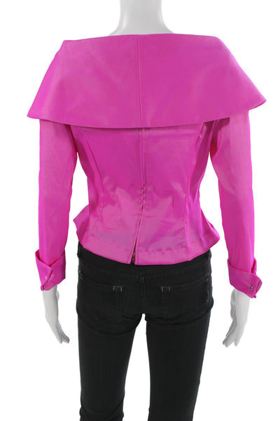 Tadashi Womens Pink Off Shoulder Long Sleeve Blouse Evening Size 10