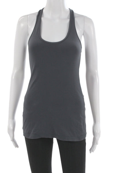 Lululemon Women Gray Scoop Neck Basic Tank Cotton Blend Athletic Size 4