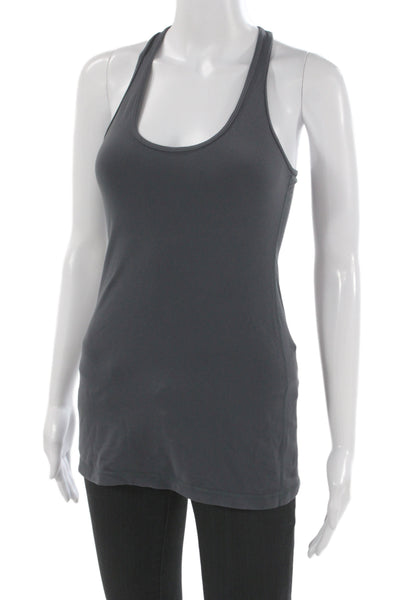 Lululemon Women Gray Scoop Neck Basic Tank Cotton Blend Athletic Size 4