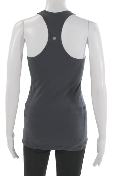 Lululemon Women Gray Scoop Neck Basic Tank Cotton Blend Athletic Size 4