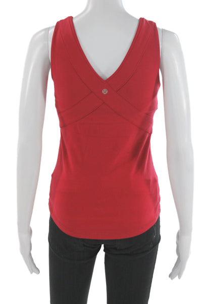 Lululemon Women Basic V-Neck Tank Red Athletic Size 4