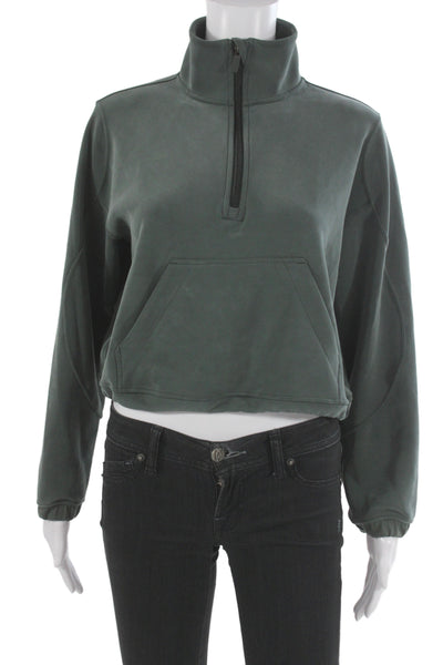 Lululemon Womens Green Mock Neck Pullover Sweatshirt Zip Long Sleeve Size 4