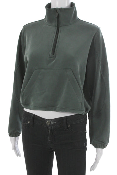 Lululemon Womens Green Mock Neck Pullover Sweatshirt Zip Long Sleeve Size 4