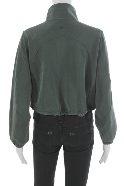 Lululemon Womens Green Mock Neck Pullover Sweatshirt Zip Long Sleeve Size 4