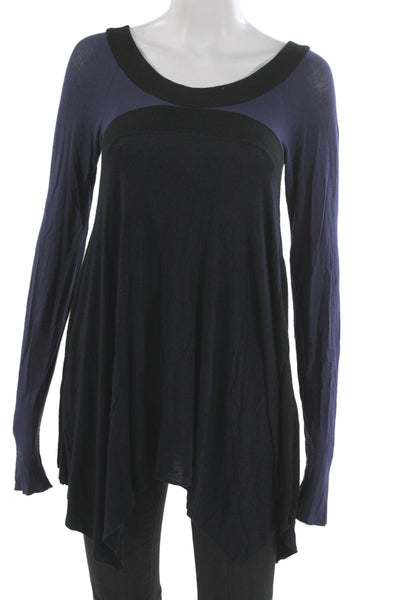 Bailey 44 Womens Blue Scoop Neck Long Sleeve Tunic Blouse Rayon Blend Size S