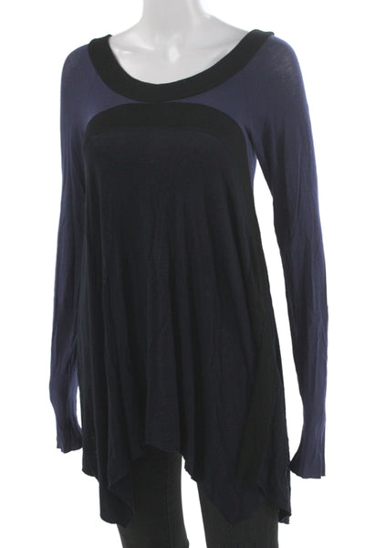 Bailey 44 Womens Blue Scoop Neck Long Sleeve Tunic Blouse Rayon Blend Size S