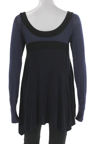 Bailey 44 Womens Blue Scoop Neck Long Sleeve Tunic Blouse Rayon Blend Size S