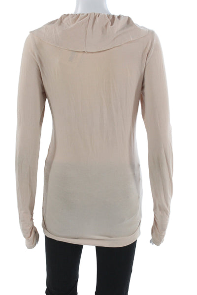 Cabi Womens Beige V-Neck Tunic Blouse Long Sleeve Cotton Blend Size S