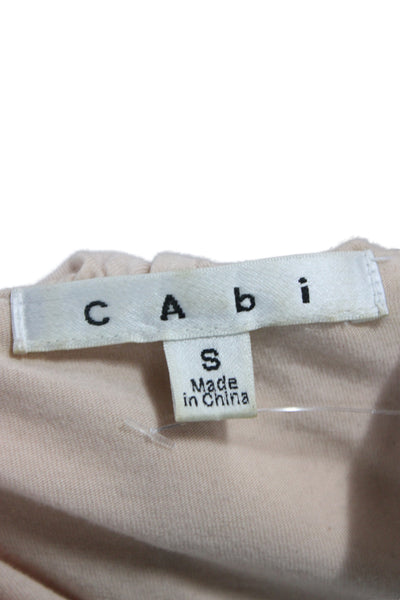Cabi Womens Beige V-Neck Tunic Blouse Long Sleeve Cotton Blend Size S