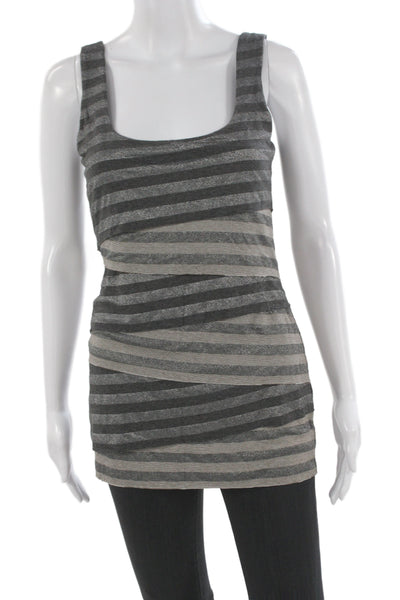 Bailey 44 Womens Gray Striped Scoop Neck Sleeveless Tunic Rayon Blend Size M