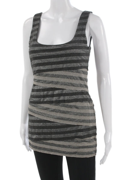 Bailey 44 Womens Gray Striped Scoop Neck Sleeveless Tunic Rayon Blend Size M