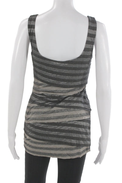 Bailey 44 Womens Gray Striped Scoop Neck Sleeveless Tunic Rayon Blend Size M