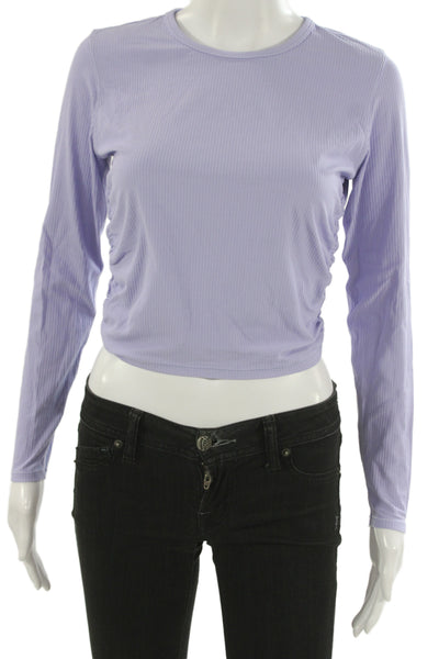 Lululemon Womens Ribbed Knit Long Sleeve Crew Neck T-Shirt Purple Size 4