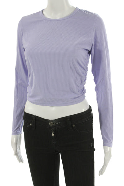 Lululemon Womens Ribbed Knit Long Sleeve Crew Neck T-Shirt Purple Size 4