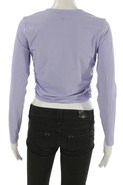 Lululemon Womens Ribbed Knit Long Sleeve Crew Neck T-Shirt Purple Size 4