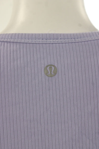 Lululemon Womens Ribbed Knit Long Sleeve Crew Neck T-Shirt Purple Size 4