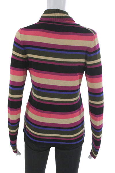 Etcetera Womens Multicolor Striped Turtleneck Pullover Silk Size S