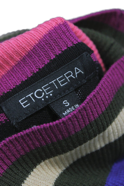 Etcetera Womens Multicolor Striped Turtleneck Pullover Silk Size S
