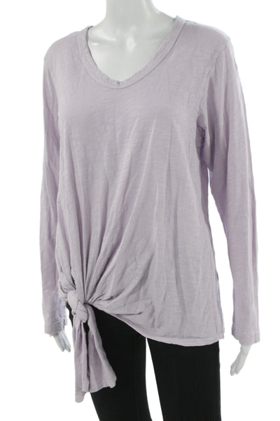 Wilt Women Purple Cotton V-Neck Long Sleeve Basic T-Shirt Casual Size S