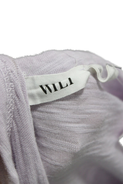 Wilt Women Purple Cotton V-Neck Long Sleeve Basic T-Shirt Casual Size S