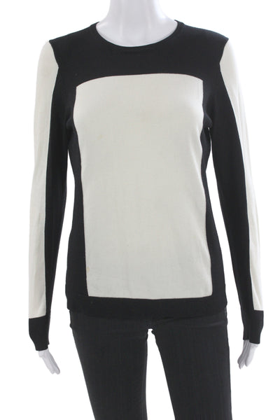ETC Womens Black Rayon Geometric Crew Neck Pullover Sweater Long Sleeve Size S