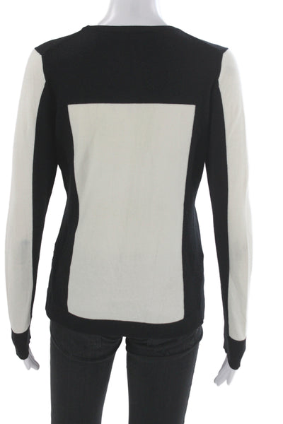 ETC Womens Black Rayon Geometric Crew Neck Pullover Sweater Long Sleeve Size S